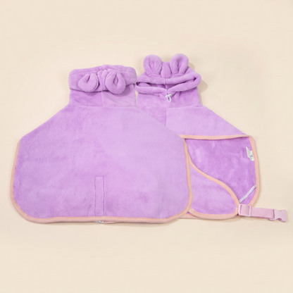 Hooded Microfiber Dog Bathrobe in Purple