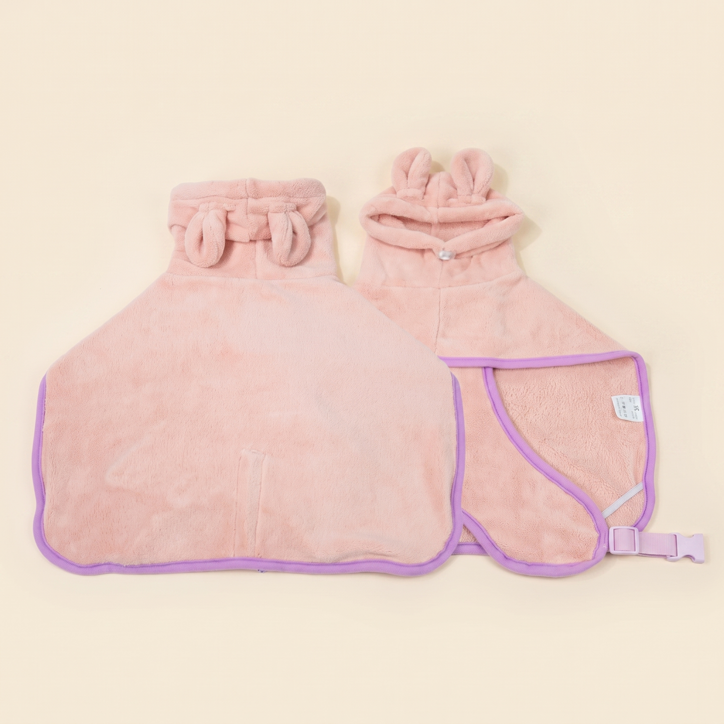 Hooded Microfiber Dog Bathrobe in Pink