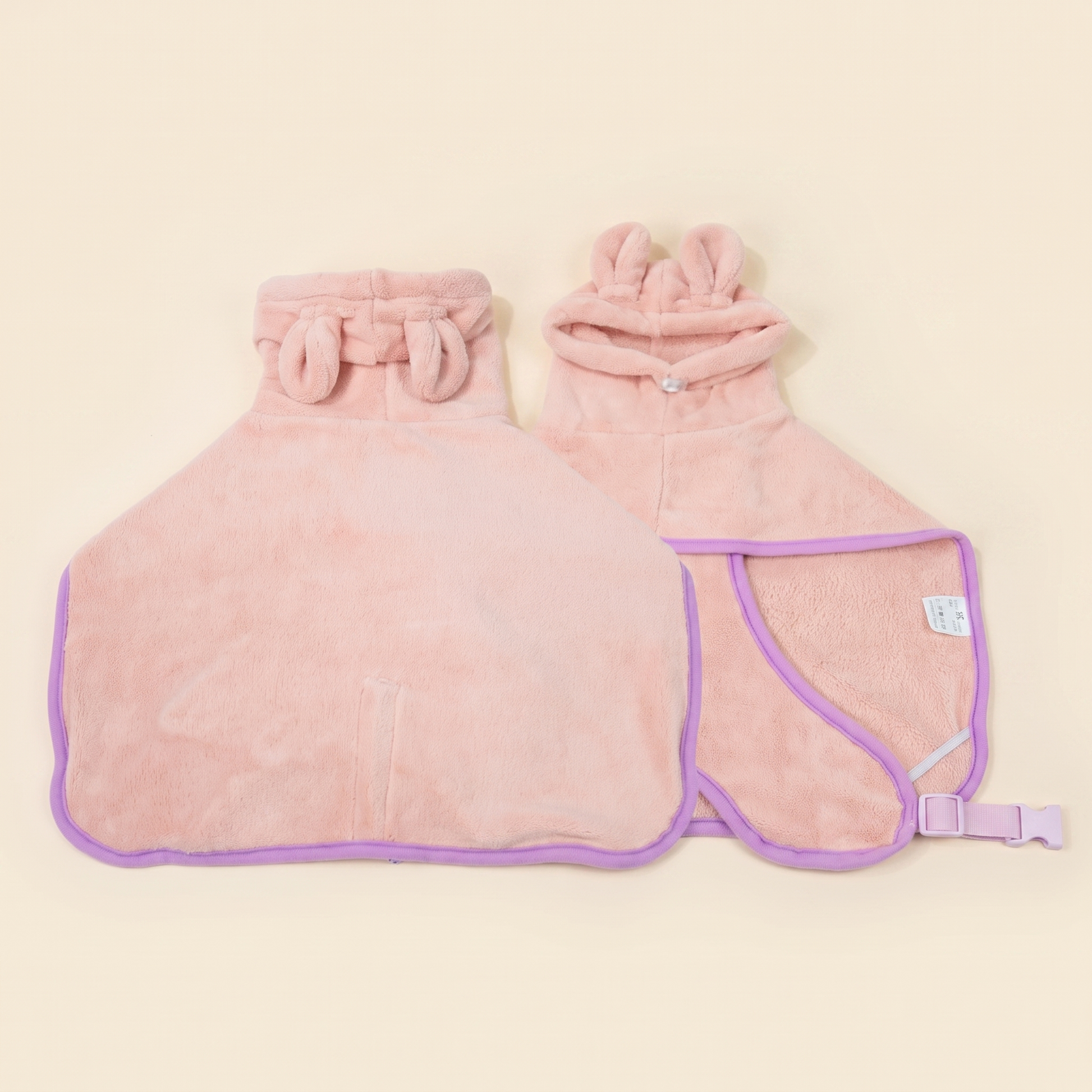 Hooded Microfiber Dog Bathrobe in Pink