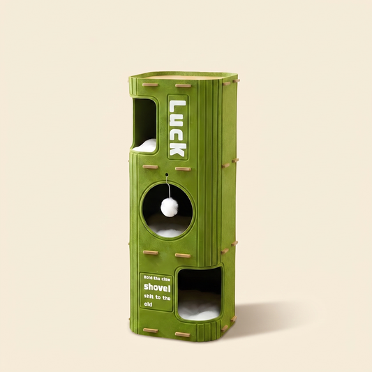 Multi-Level Felt Cat Tower - 3-Level Green