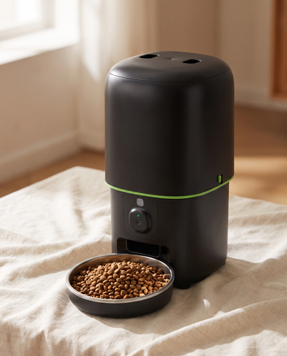 Smart Cat Feeder with 1080p Camera, styled in a home setting