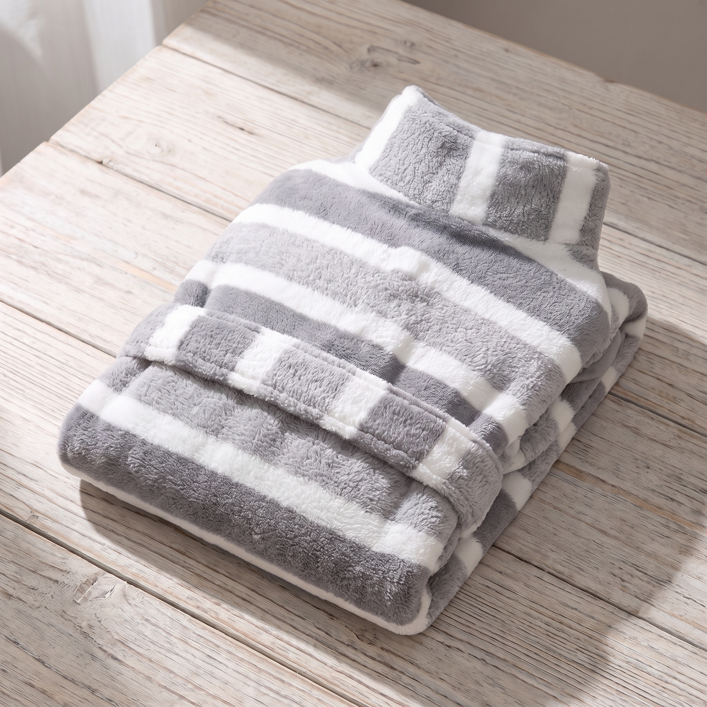 Striped Microfiber Dog Bathrobe, styled in a home setting