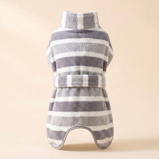 Striped Microfiber Dog Bathrobe