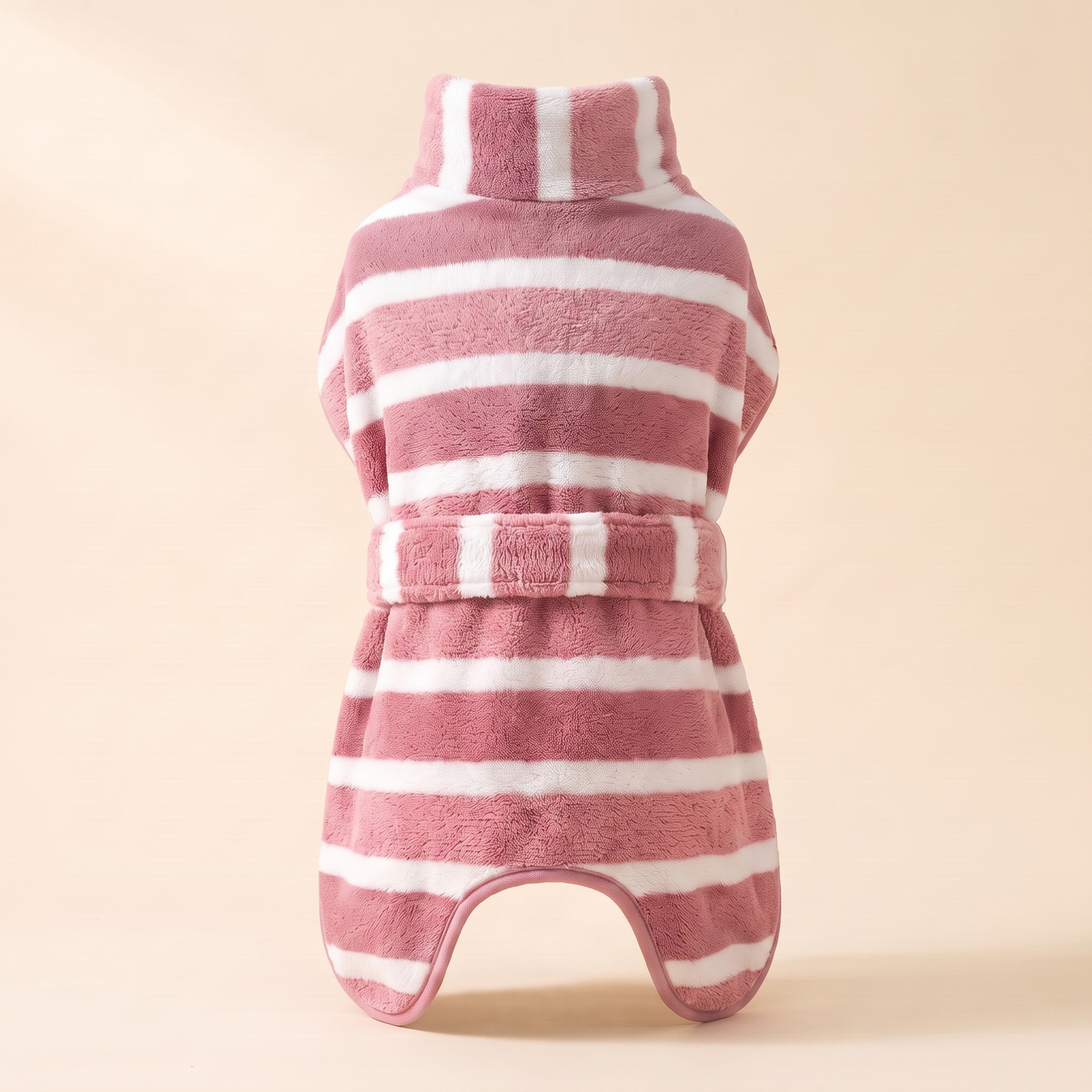 Striped Microfiber Dog Bathrobe - pink