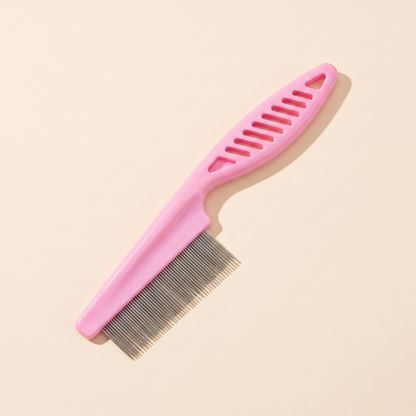 Fine-Tooth Flea Comb for Dogs and Cats in pink