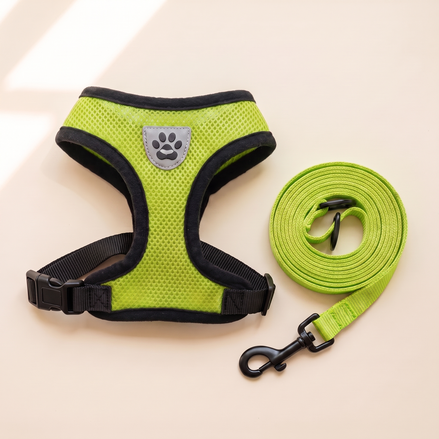 Mesh Vest Harness and Leash Set in Green
