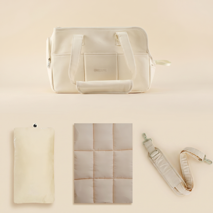 Structured Canvas Dog Carrier Handbag - Beige Full Set
