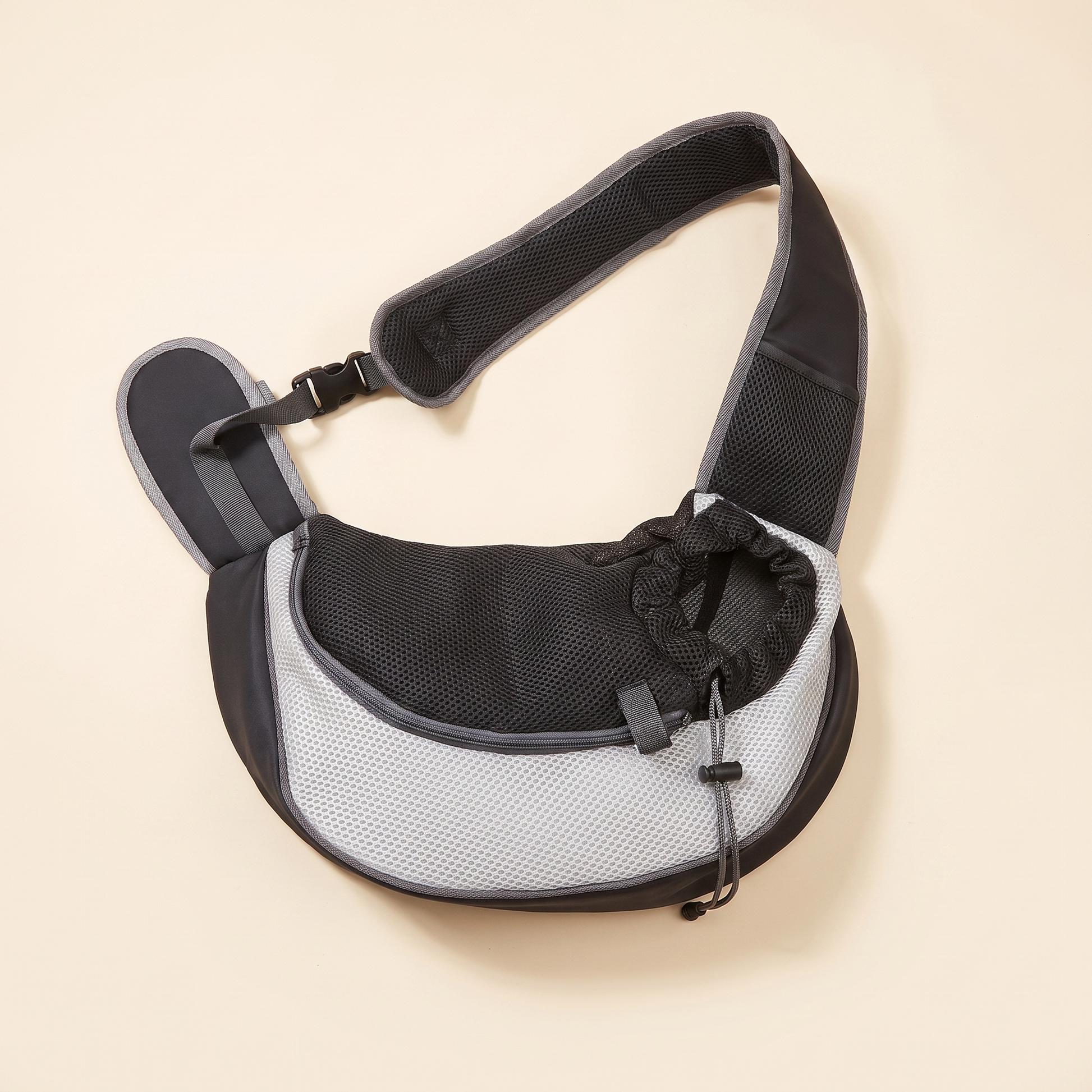Mesh Sling Carrier with Safety Hook in Grey