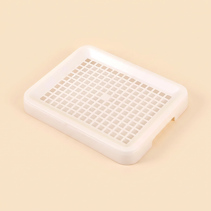 Corner Litter Tray for Rabbits and Small Pets in white, flat mesh tray