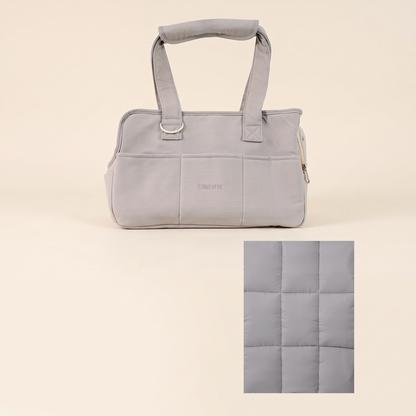 Structured Canvas Dog Carrier Handbag - Gray Bag + Mat set