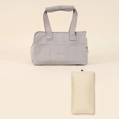 Structured Canvas Dog Carrier Handbag - Gray Bag + Pillow set