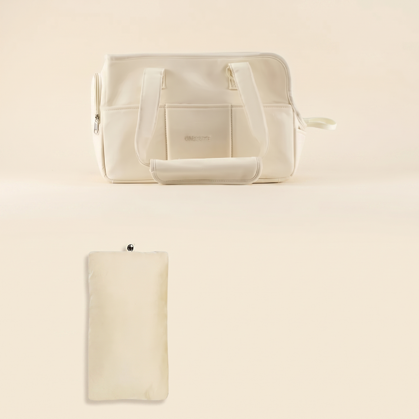 Structured Canvas Dog Carrier Handbag - Beige Bag + Pillow set