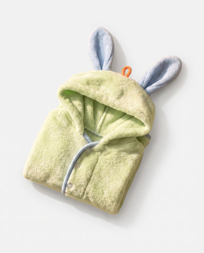 Hooded Fleece Dog Bathrobe, styled in a home setting