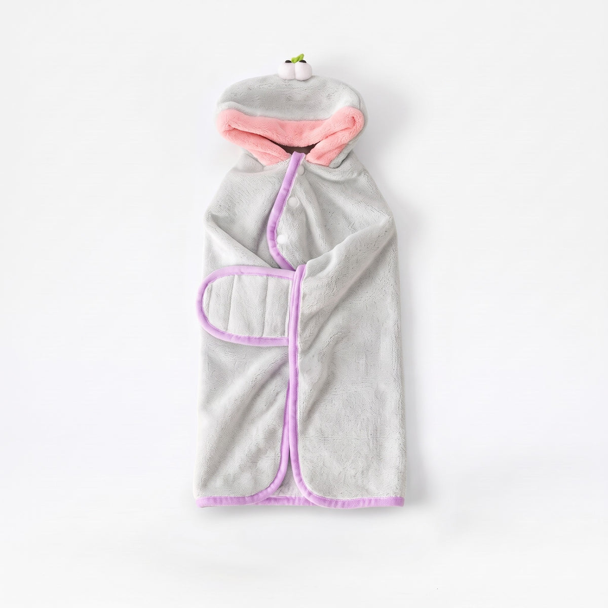 Hooded Fleece Dog Bathrobe - Gray Frog
