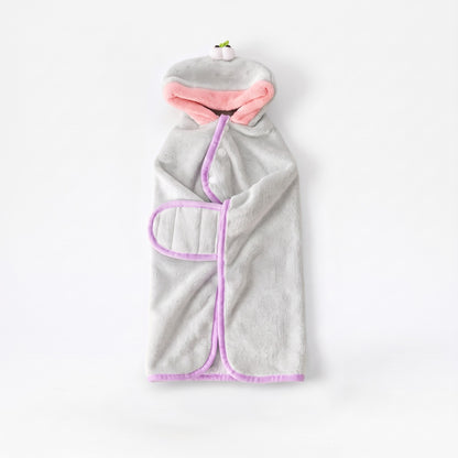 Hooded Fleece Dog Bathrobe - Gray Frog