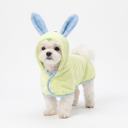 Hooded Fleece Dog Bathrobe