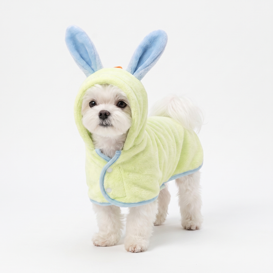 Hooded Fleece Dog Bathrobe