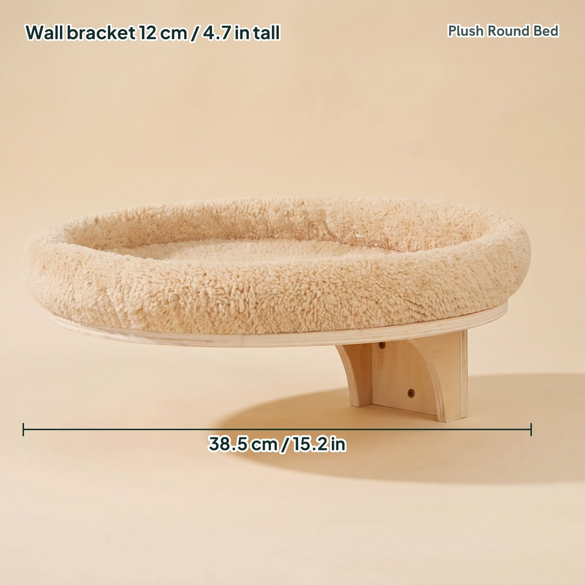 Floating Cat Wall Shelves, Plush Round Bed, dimensions