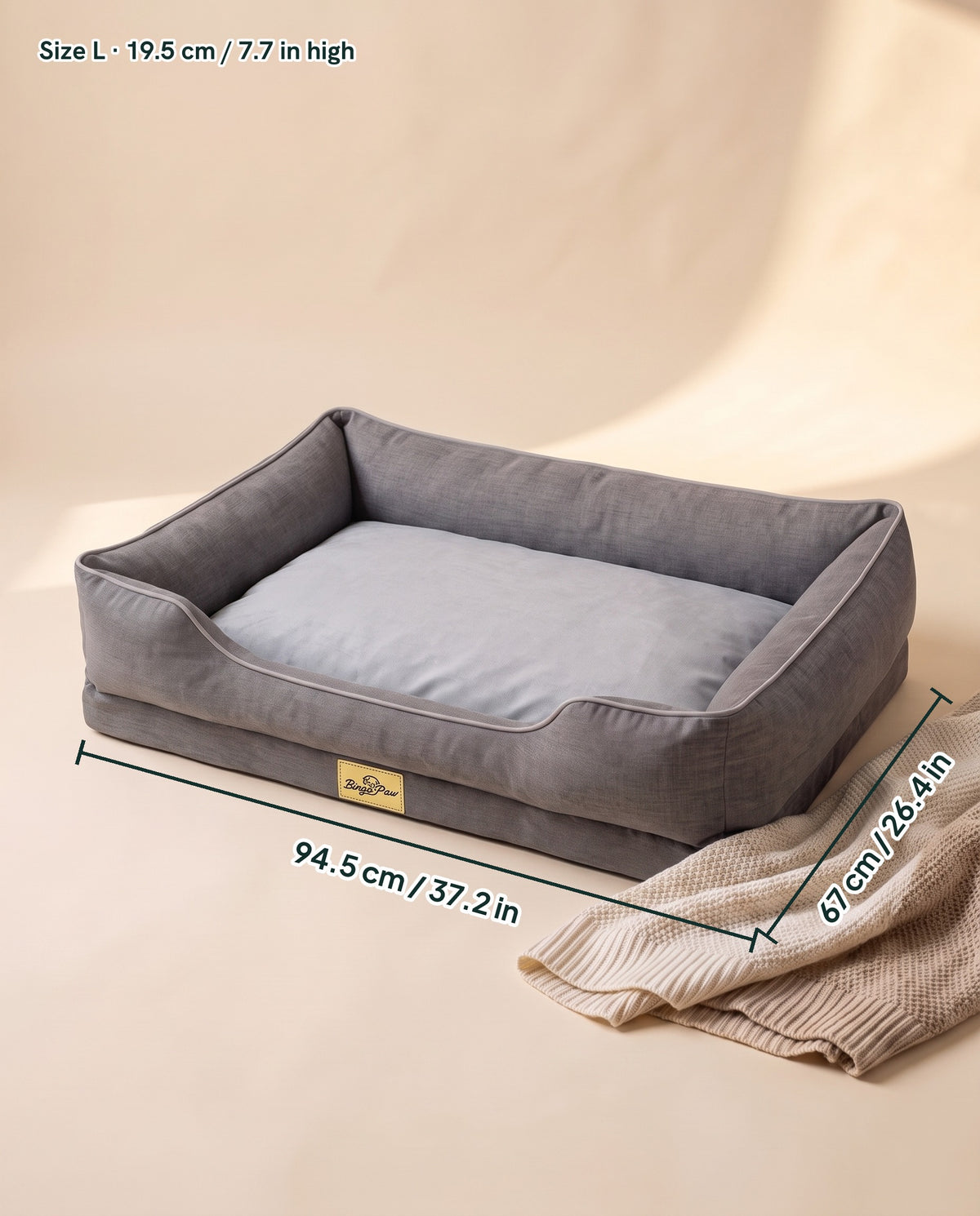 Rectangular Orthopedic Bolster Bed, dimensions