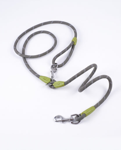 Reflective Rope Dog Leash with Alloy Hook, styled in a home setting