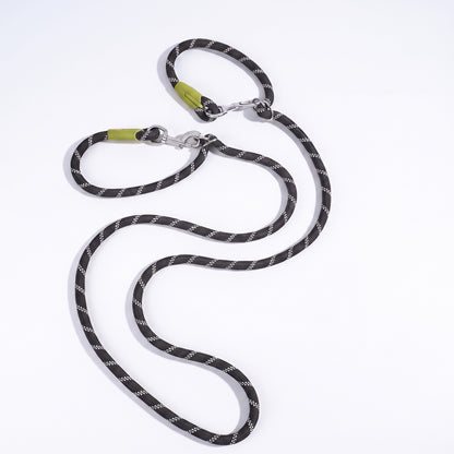 Reflective Rope Dog Leash with Alloy Hook in black, 280 cm upgrade version