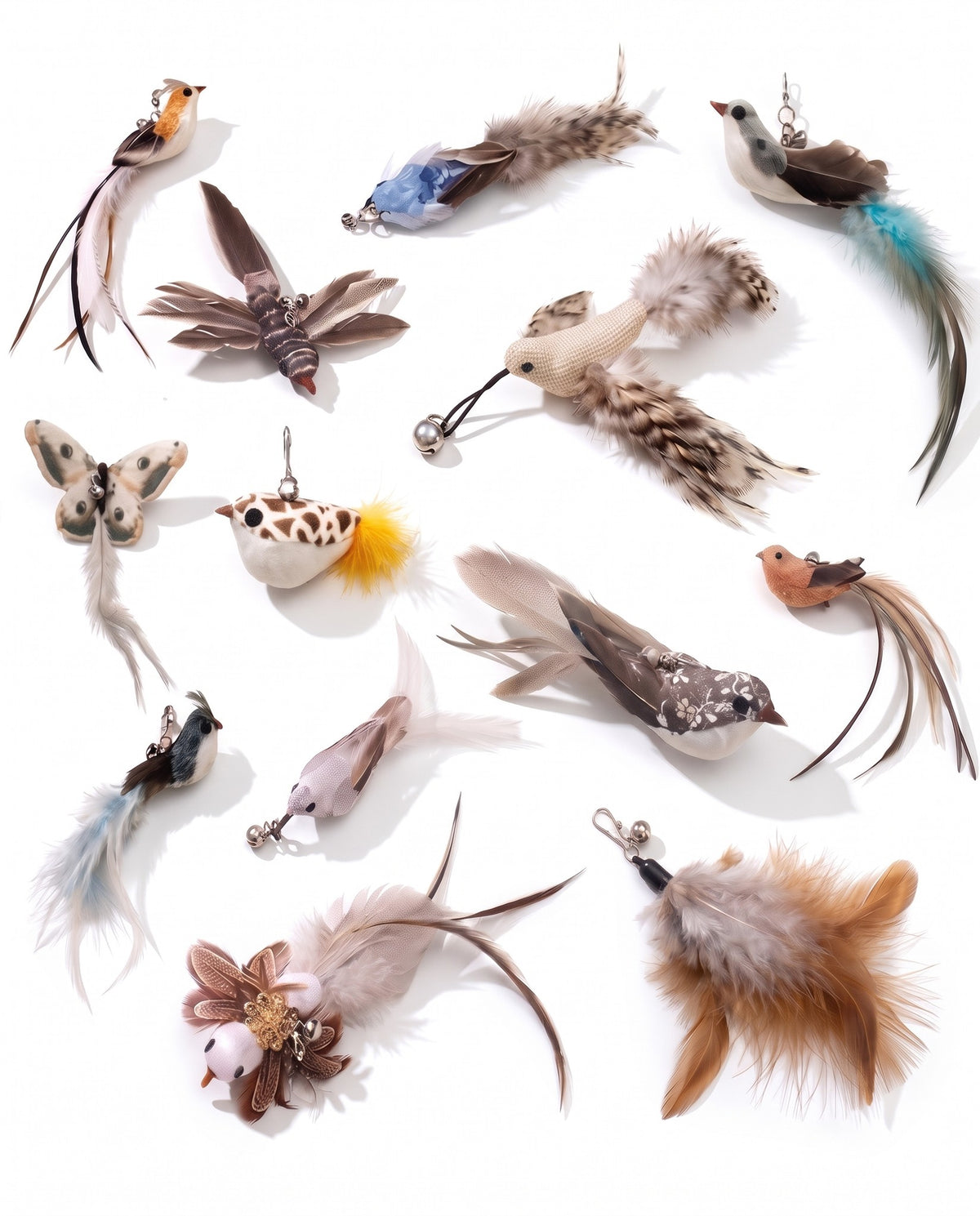 Replacement Feather Lures for Cat Wands, styled in a home setting