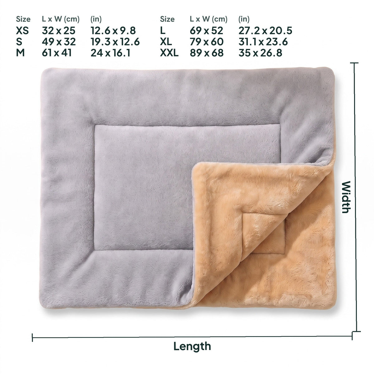Reversible Flannel Pet Mat, dimensions
