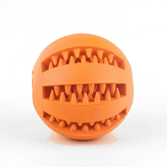 Rubber Treat Ball with Teeth-Cleaning Grooves