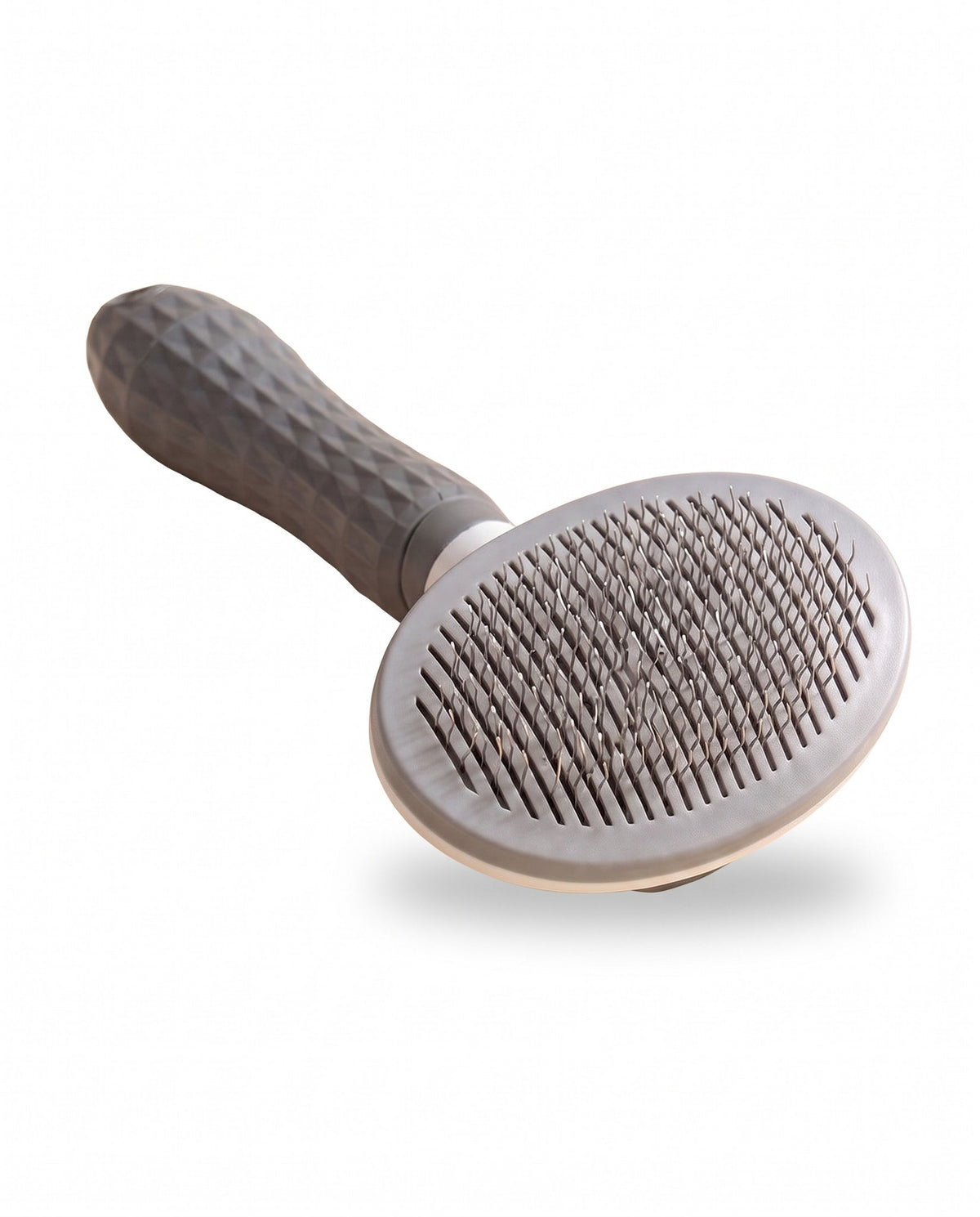 Self-Cleaning Slicker Brush, One-Click, styled in a home setting