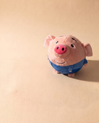 Self-Moving Plush Ball, Blue Pig, in use
