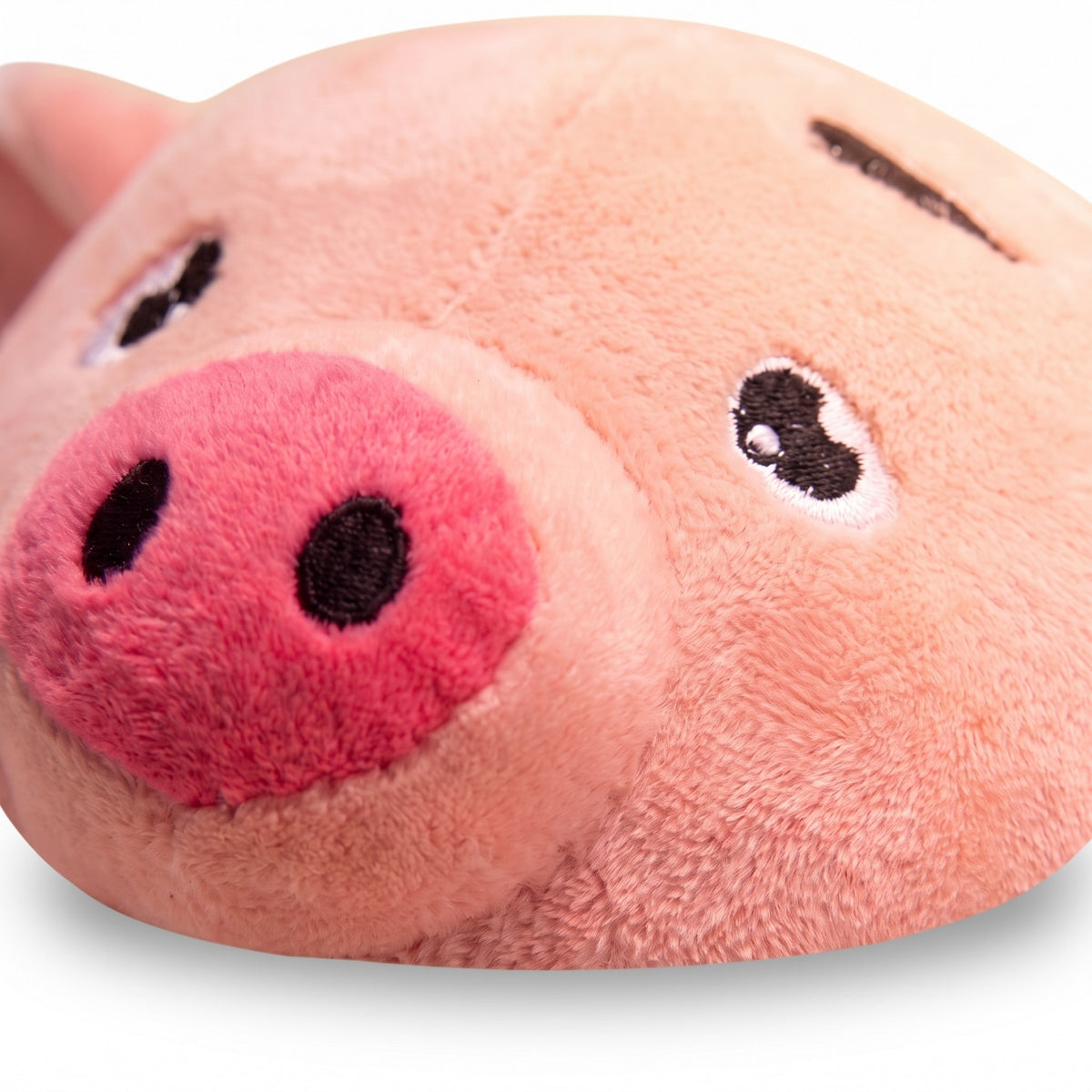 Self-Moving Plush Ball, Blue Pig, close-up detail