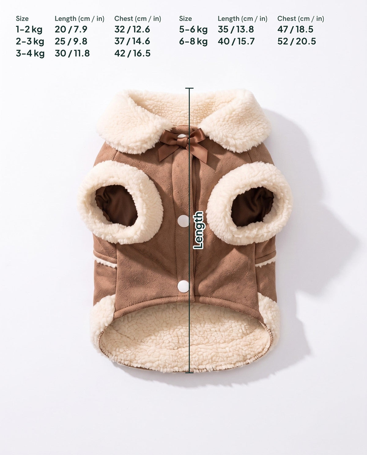 Shearling-Trim Winter Dog Jacket, dimensions