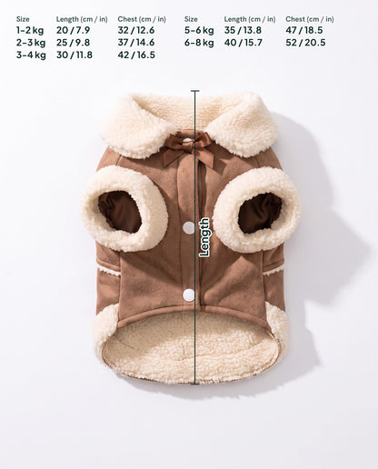 Shearling-Trim Winter Dog Jacket, dimensions