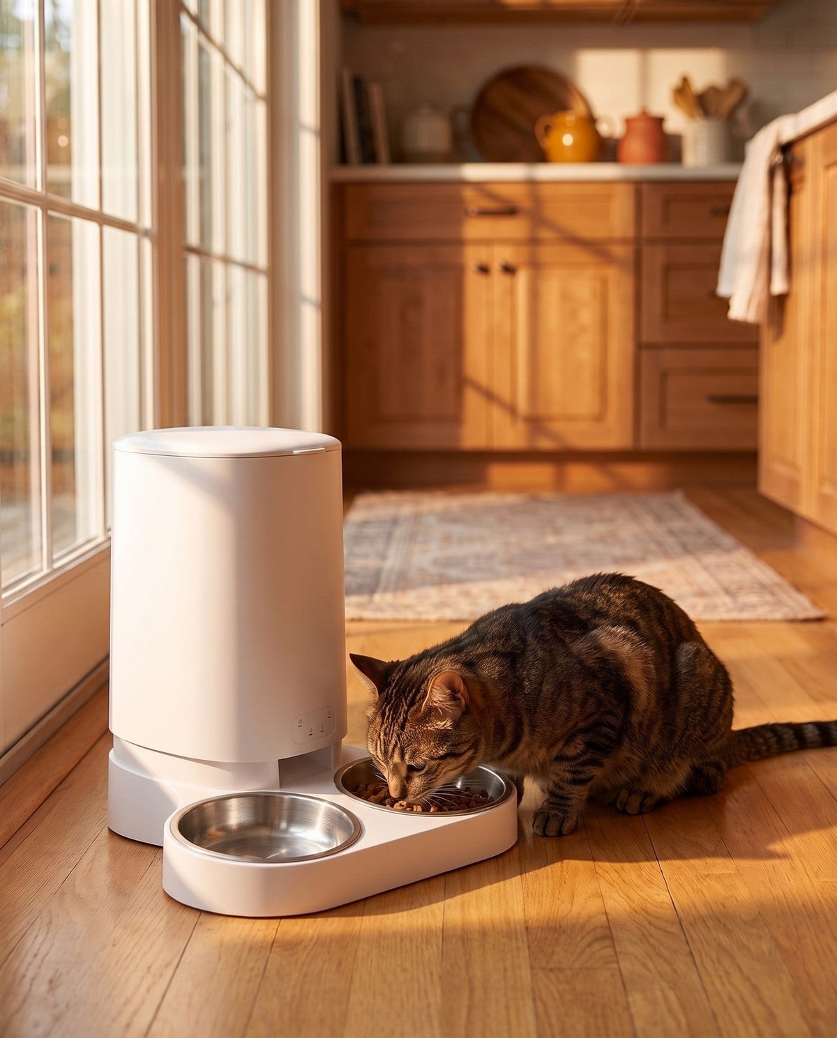 Smart WiFi Feeder, 4L, WiFi Double Bowl, in use