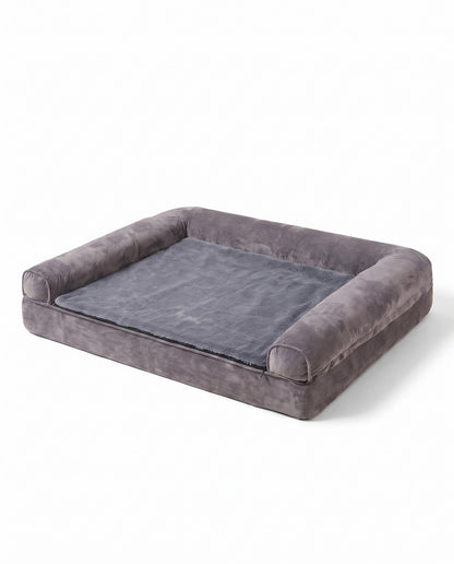 Sofa-Style Bolster Dog Bed, Waterproof, styled in a home setting