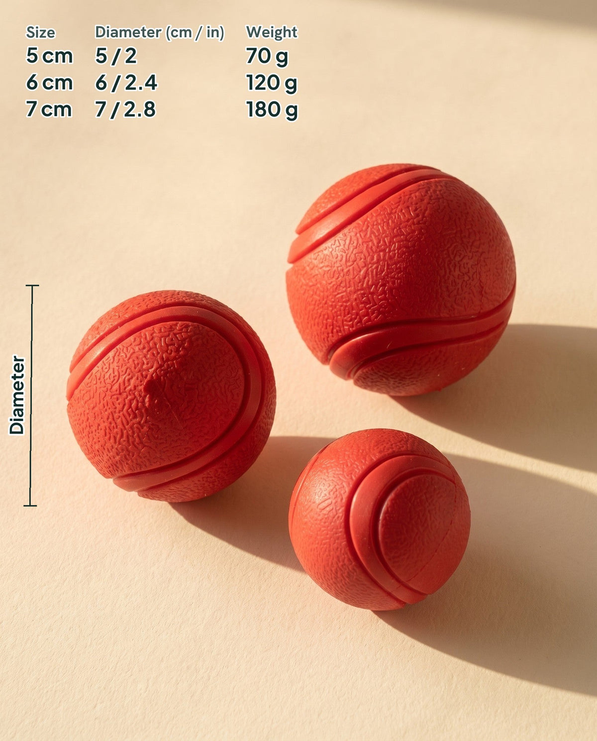 Rubber Bounce Ball, dimensions