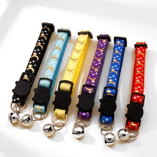 Star and Moon Cat Collar with Bell