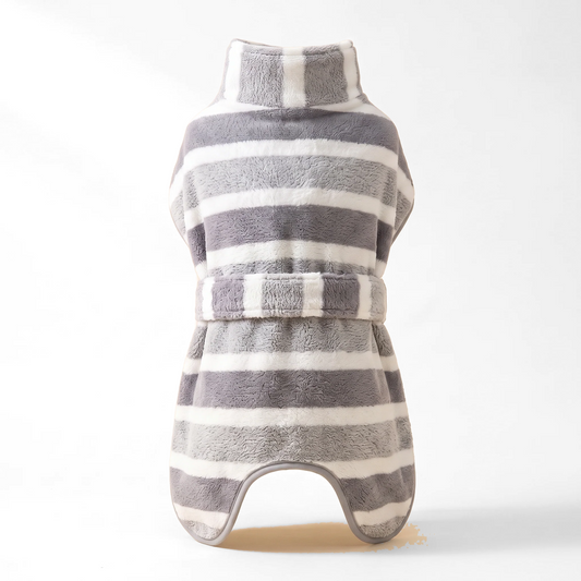Striped Microfiber Dog Bathrobe