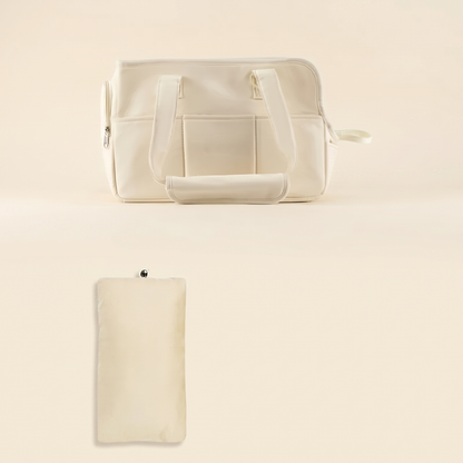 Structured Canvas Dog Carrier Handbag - Beige Bag + Pillow set