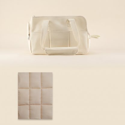 Structured Canvas Dog Carrier Handbag - Beige Bag + Mat set