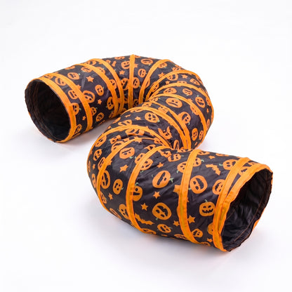Three-Way Cat Play Tunnel, Pumpkin Print - s