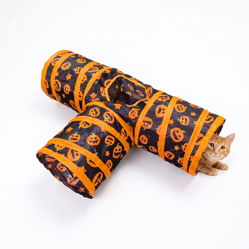 Pumpkin Print Cat Play Tunnel