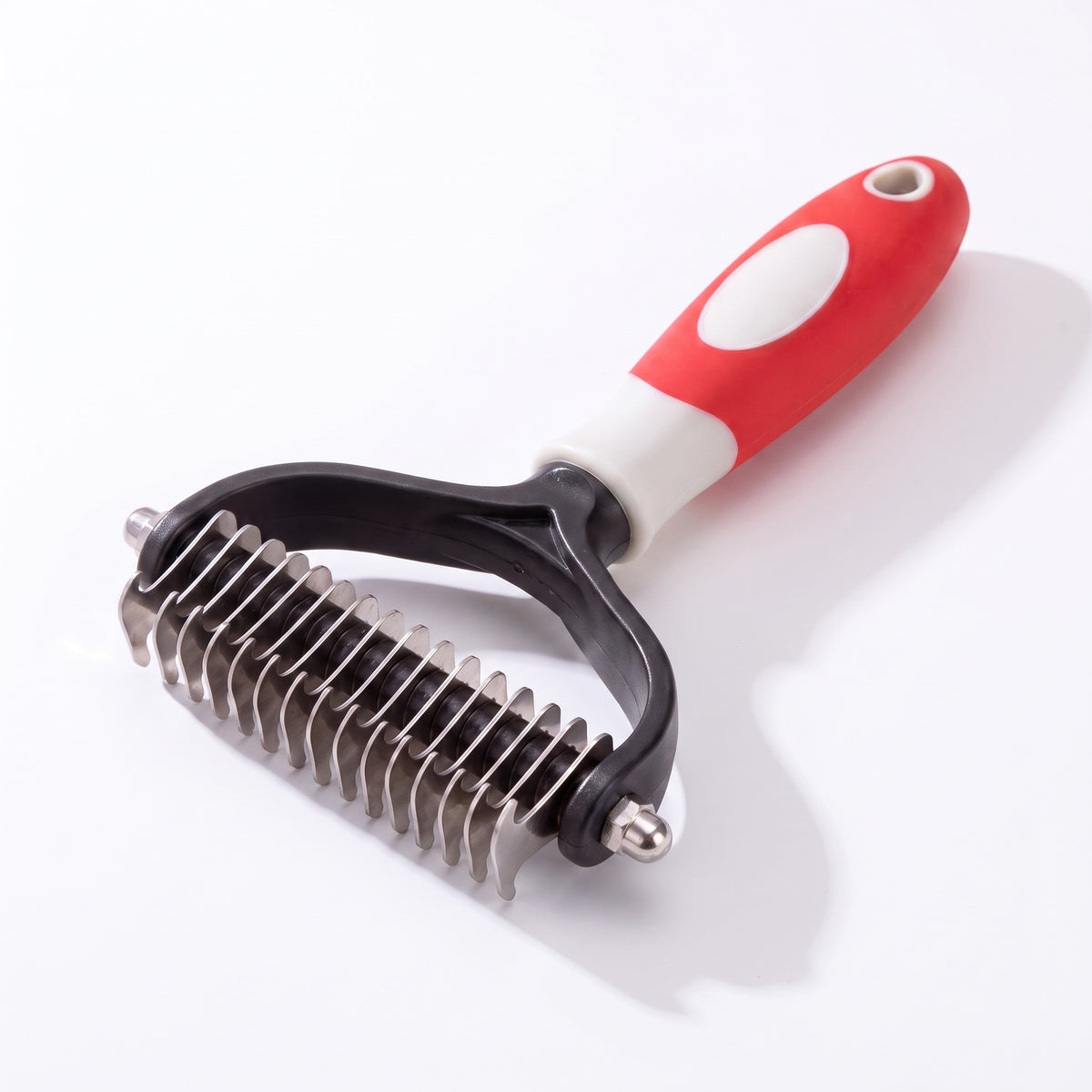 Two-Sided Dematting and Deshedding Rake - red