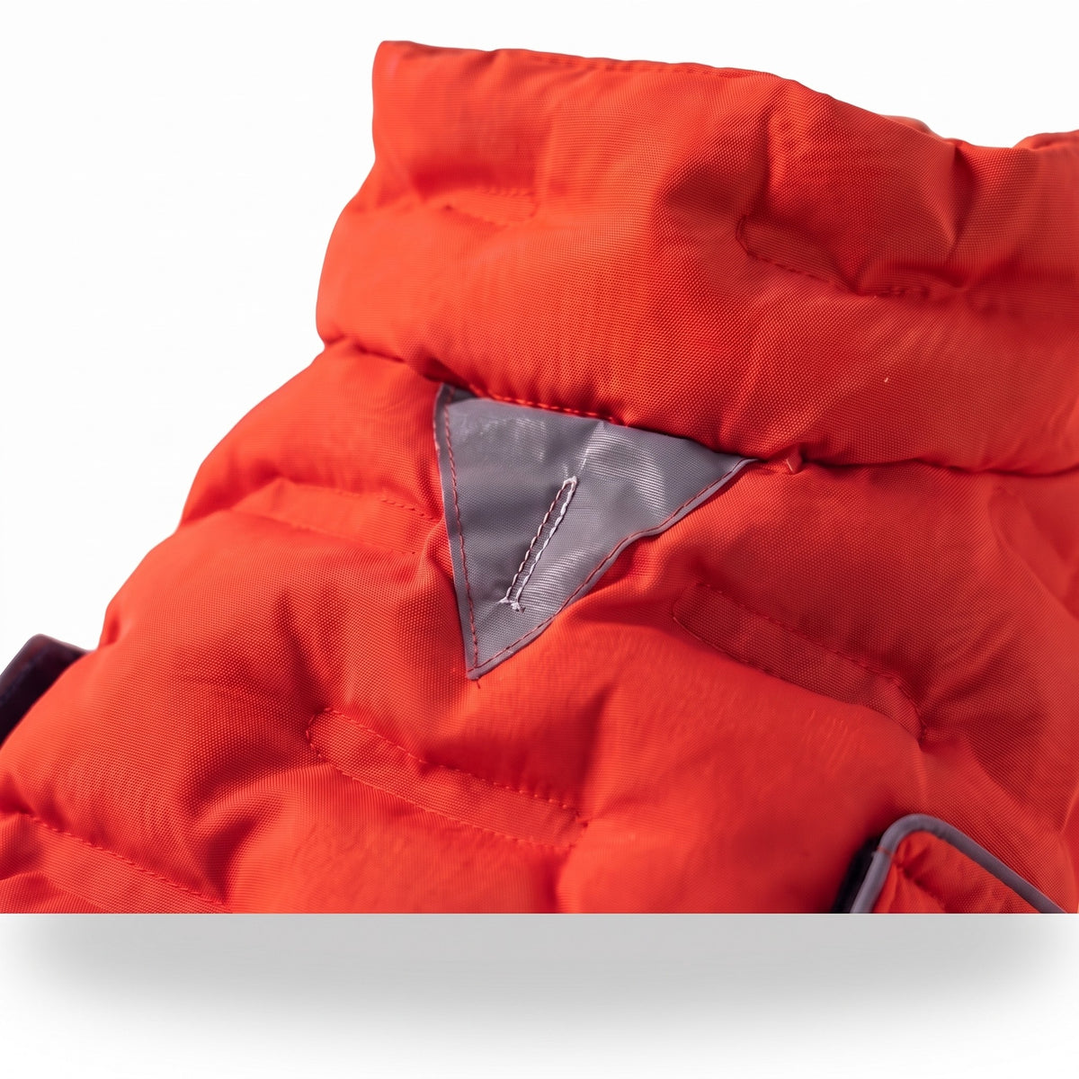 Windproof Padded Dog Coat, Orange, close-up detail